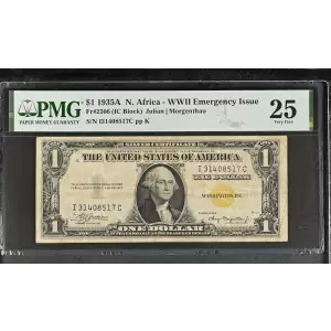 $1 1935-A yellow seal Emergency Notes Issued During WW2 2306