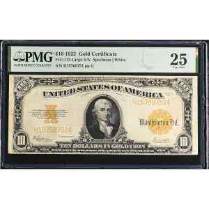 $10 1922 Gold Gold Certificates 1173