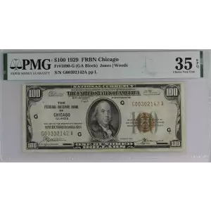 $100 1929 brown seal Small Federal Reserve Bank Notes 1890-G