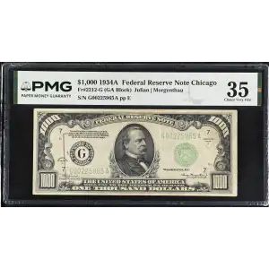 $1,000 1934-A.  High Denomination Notes 2212-G
