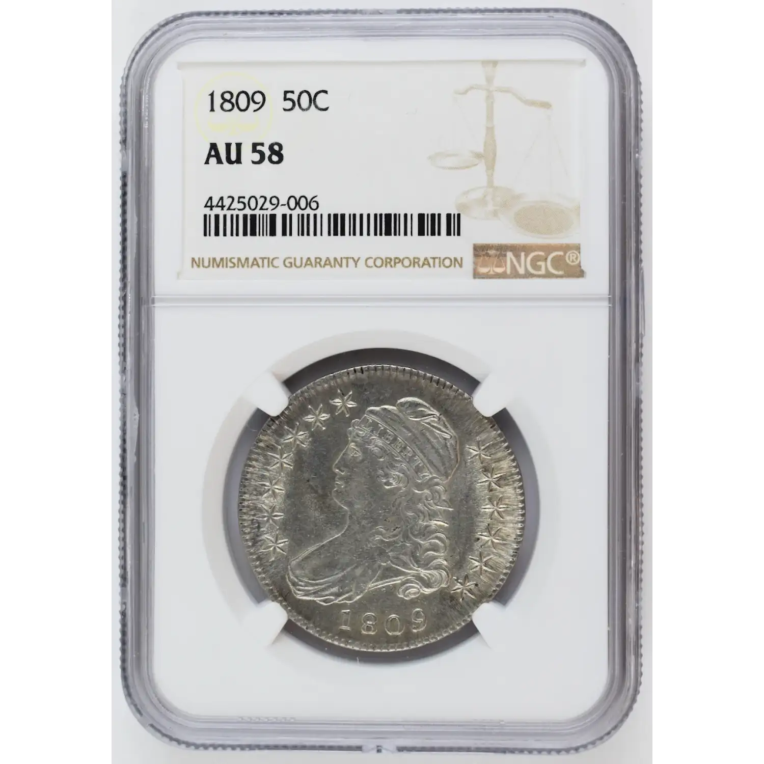 1809 Capped Bust Half Dollars NGC AU-58