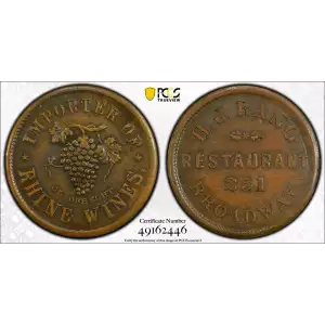 (1861-65) Token F-630D-1a, H.J. Bang Restaurant NY, BN (2)