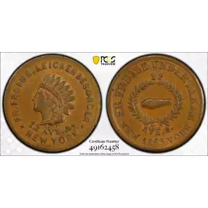 1863 Token F-630Z-1a Copper PE Fr. Freise NY, BN (2)