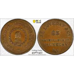 1863 Token F-IL-890B-2a GW-623 Cu J.L. Loveday & Co., BN (2)