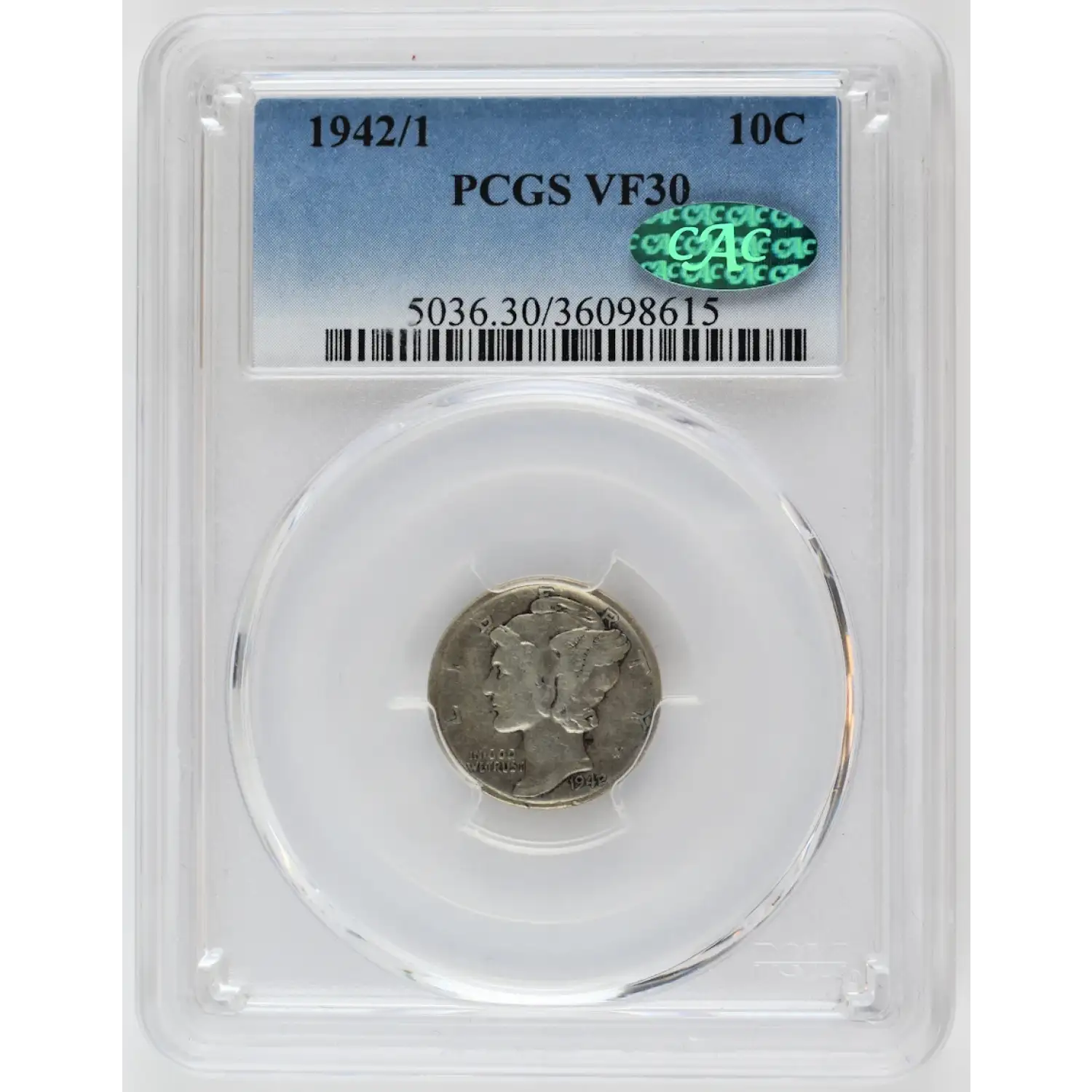 1942/1 Dimes Winged Liberty Head or Mercury PCGS VF-30 CAC