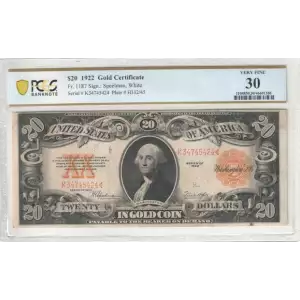 $20 1922 Gold Gold Certificates 1187 (2)