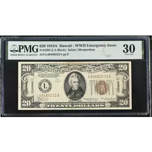 $20 1934-A brown seal Emergency Notes Issued During WW2 2305
