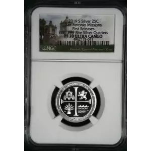 2019 S San Antonio Missions-FR 1st .999 Fine Silver Qtr ULTRA CAMEO (2)