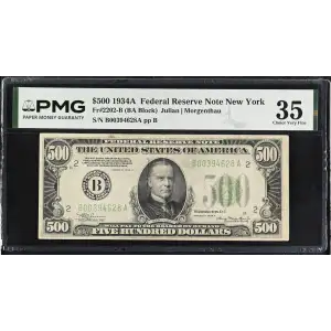 $500 1934-A.  High Denomination Notes 2202-B