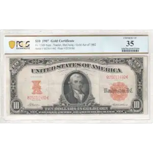 $10 1907 Gold Act of 1882 Gold Certificates 1169 (2)
