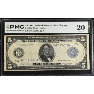 $5 1914 Blue Seal Federal Reserve Notes 871A (2)