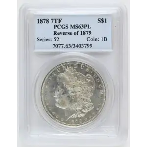 1878 7TF $1 Reverse of 1879, PL