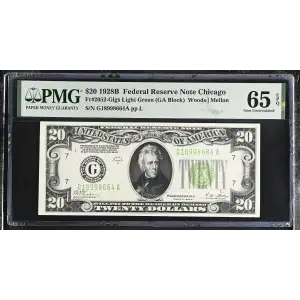$20 1928-B. Green seal. Small Size $20 Federal Reserve Notes 2052-A