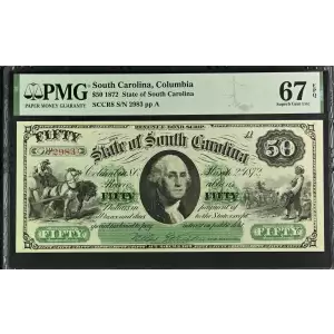 1872 $20 State of South Carolina 