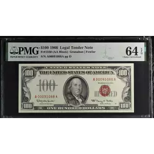 $100 1966 red seal. Small Legal Tender Notes 1550