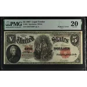 $5  Small Red, scalloped Legal Tender Issues 91