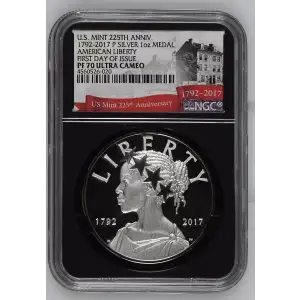 1792-2017 P AMERICAN LIBERTY FIRST DAY OF ISSUE U.S. MINT 225TH ANNIV. ULTRA CAMEO (2)